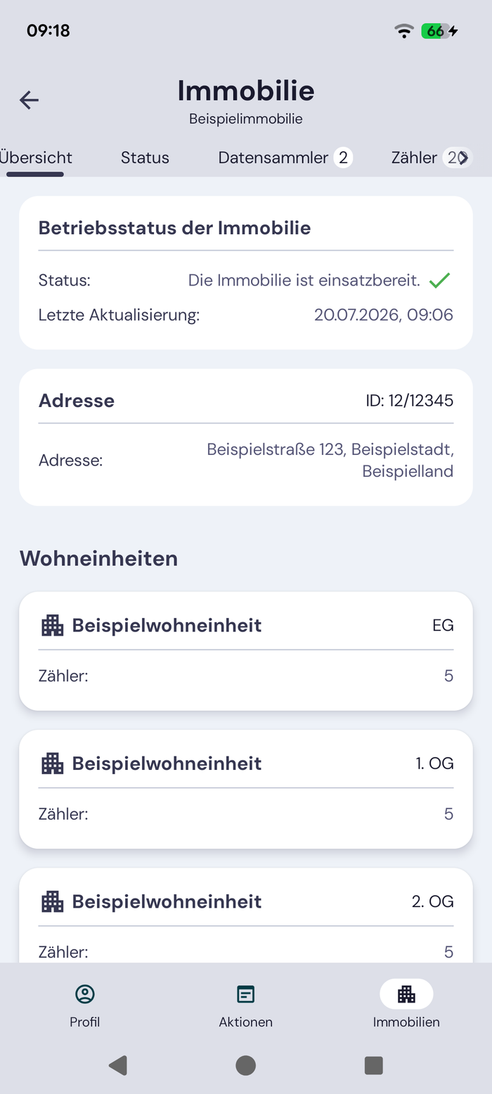 Immobilie – Übersicht mit Status und Wohneinheiten